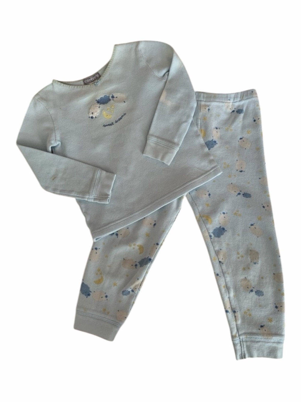 VTG Carter’s Girls 4T Pajama Set Blue Sheep Sweet Dreams Top Pants